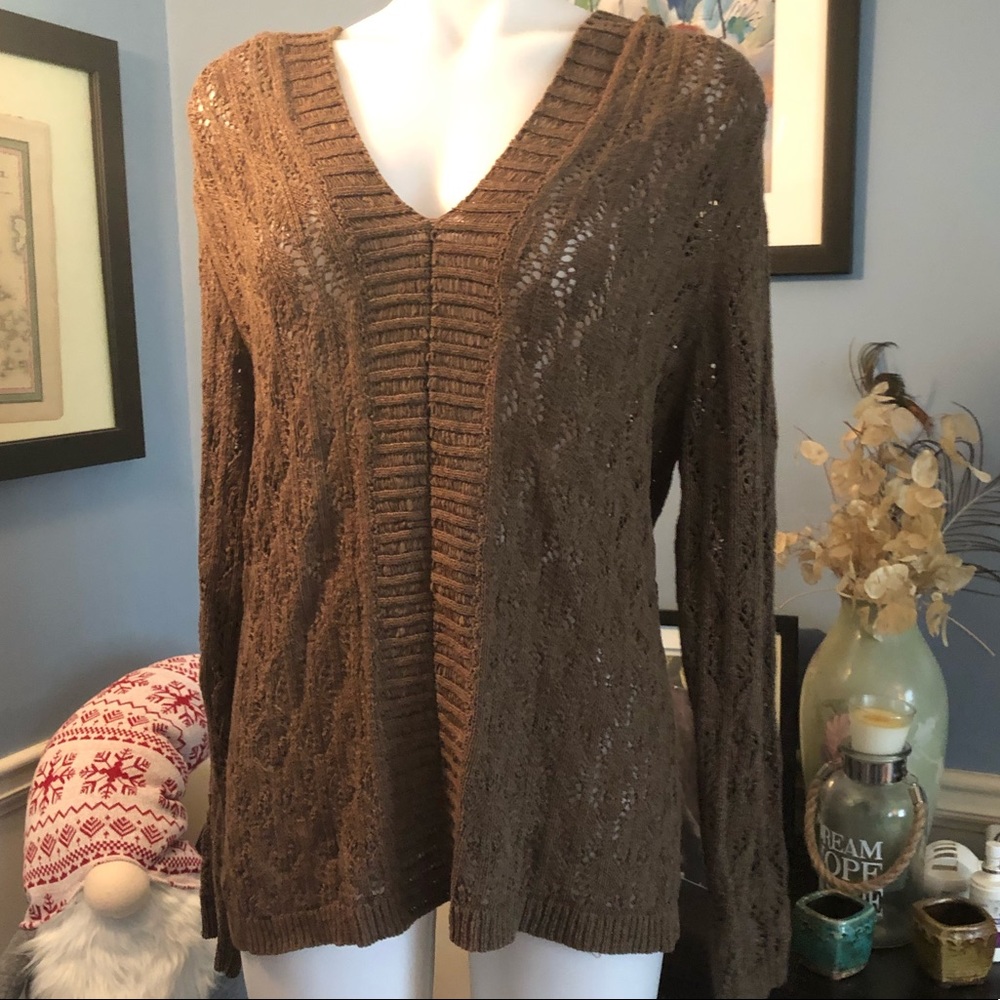 Coldwater Creek Hooded Pointelle Sweater